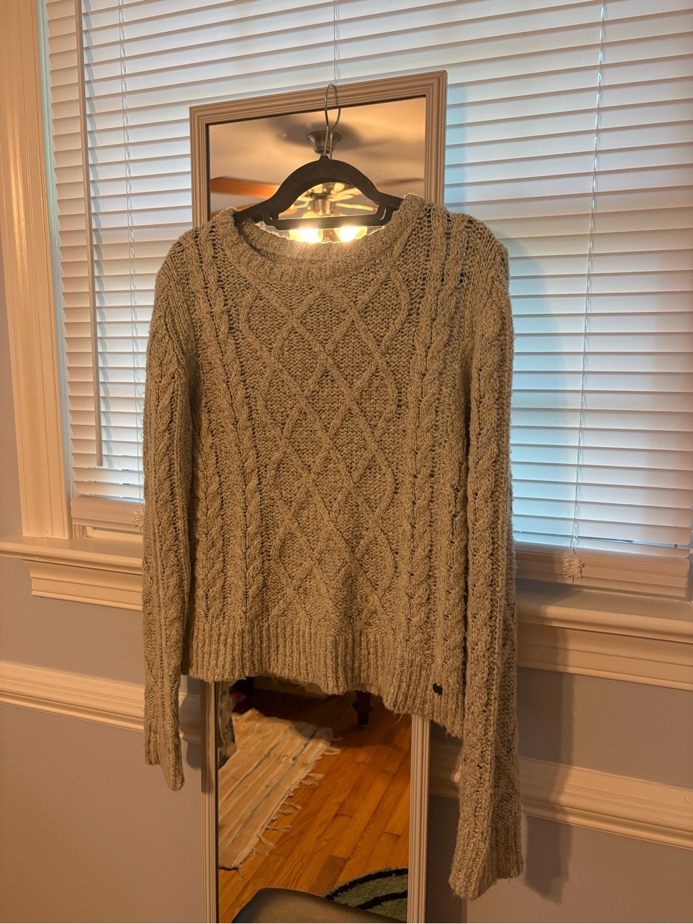 Billabong Cable Knit Swim Coverup Sweater - Light Taupe